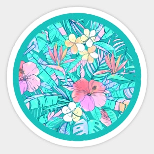 Pretty Pastel Hawaiian Hibiscus Print Sticker